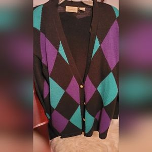 Knit argyle sweater